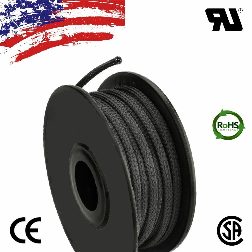 ALL SIZES  1 FT - 100 FT Black Expandable Wire Cable Sleeving Braided Tubing LOT