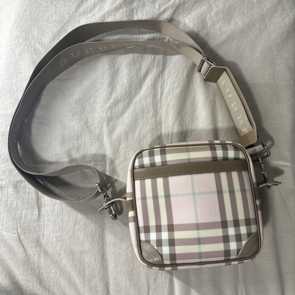 Burberry Shoulder Bag Nova Check Canvas Pink Authentic F10241658