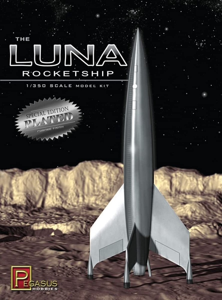 Luna Rocketship Chrome Finish 1/350 Scale Plastic Model Kit Pegasus