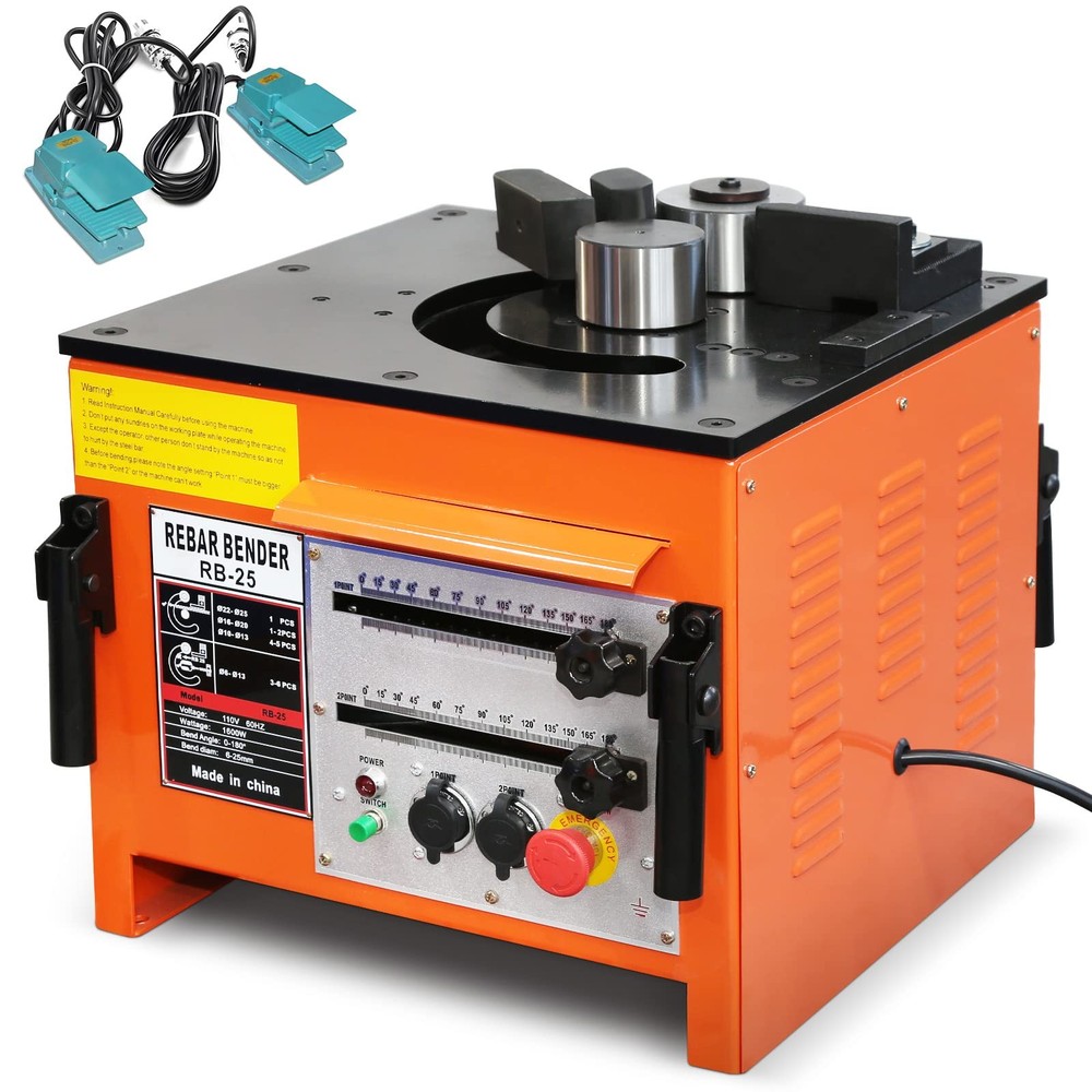 1600W Electric Rebar Bending Machine, Portable Steel Bar Bender with Foot Pedal