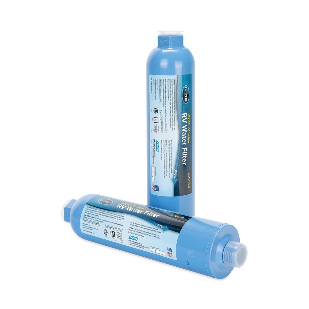 2-Pack,Camco TASTEPURE RV Water Filter - 6-Step Water Filtration,Blue (40045)