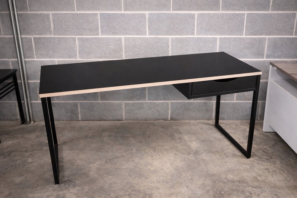Modern Black Writing Desk w/ Drawer – Scandinavian Style Home Office Desk