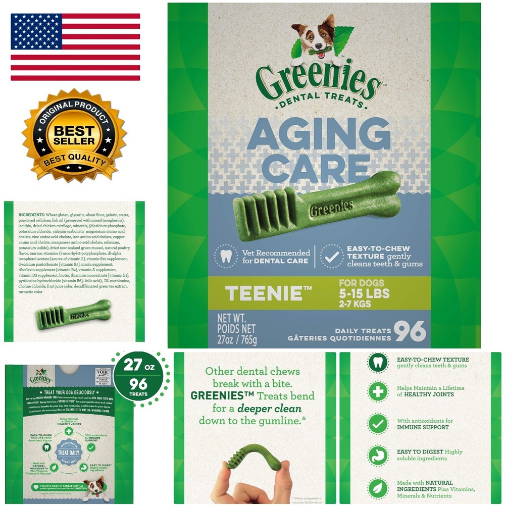 Aging Care TEENIE Natural Dog Treats - Fresh Breath & Joint Support for Seniors-image