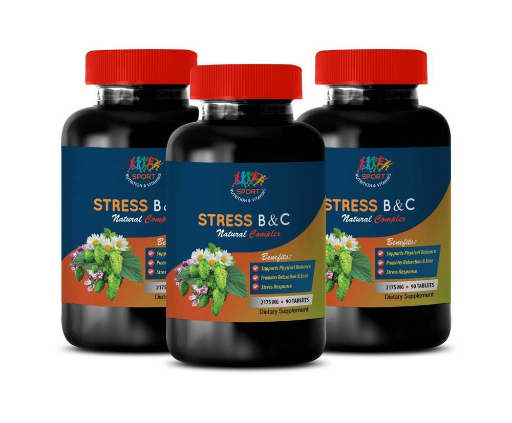 Stress Natural Complex Blood Pressure Pills for Easy Digestion - 3 Bottles