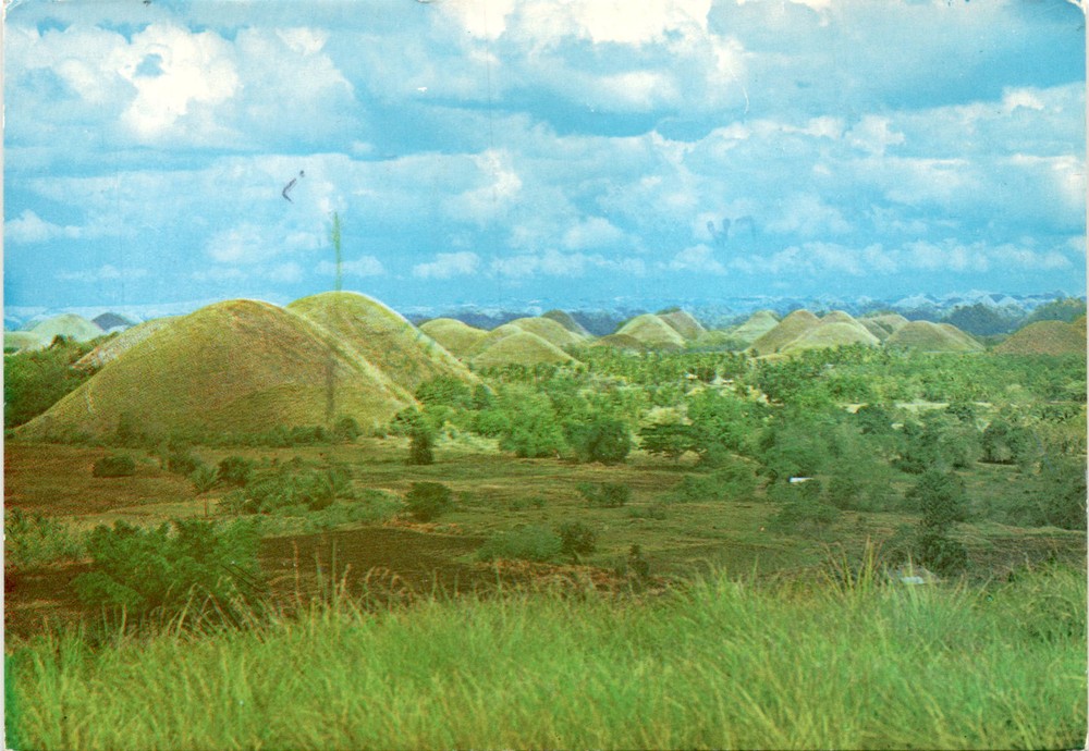 Bohol, Philippines, CHOCOLATE HILLS, Quezon City, Minneapolis, MN. Postcard