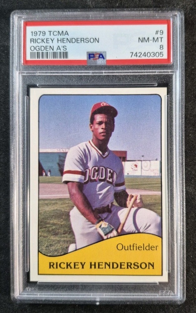 Rickey Henderson 1979 TCMA Ogden A's #9 Minor League PSA 8 NM-MT HOF