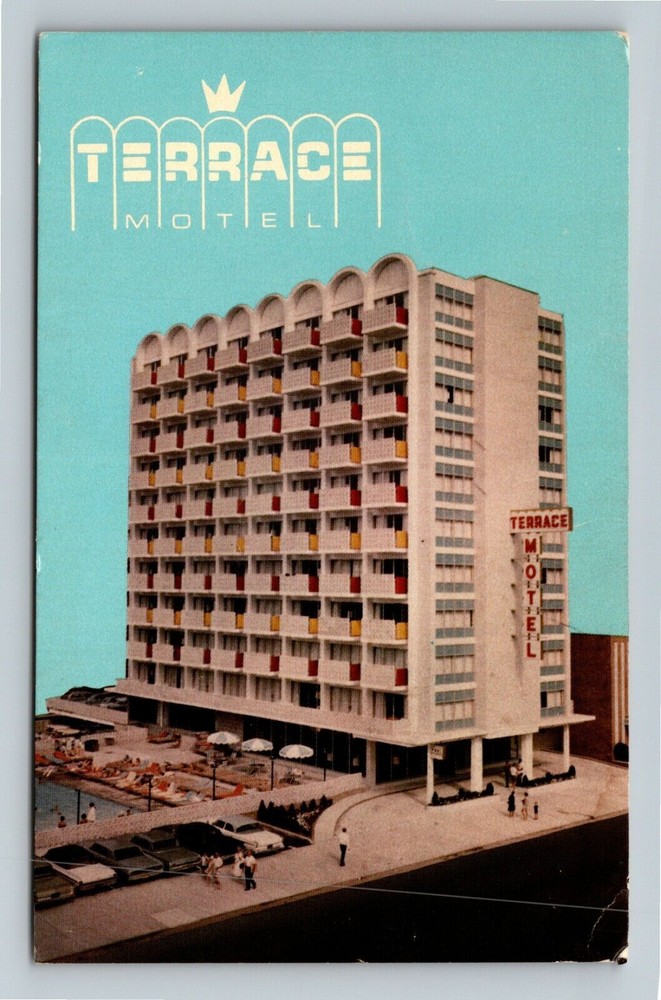 Vintage Atlantic City NJ Terrace Motel Classic Cars Postcard