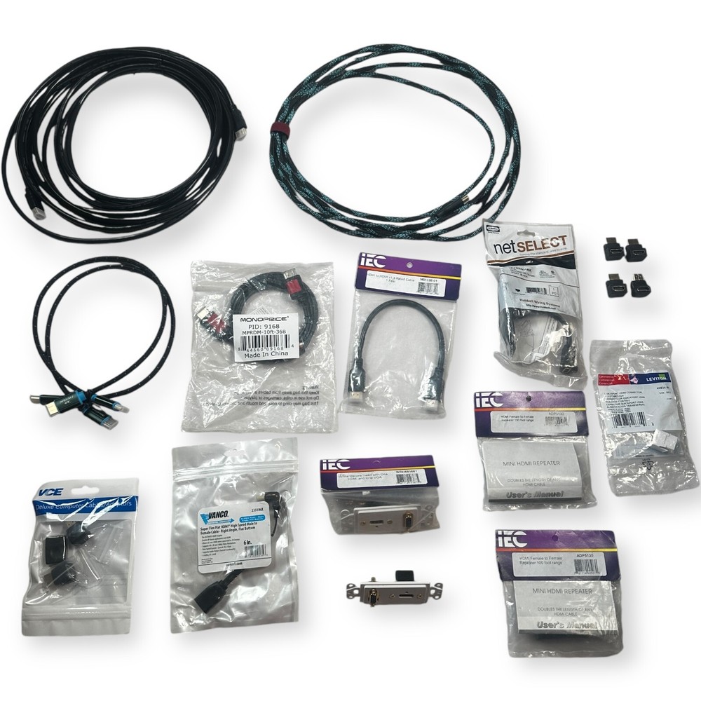 25ft 15ft 10ft 1.5ft HDMI Cables with Repeaters and Decora Elbows Bundle