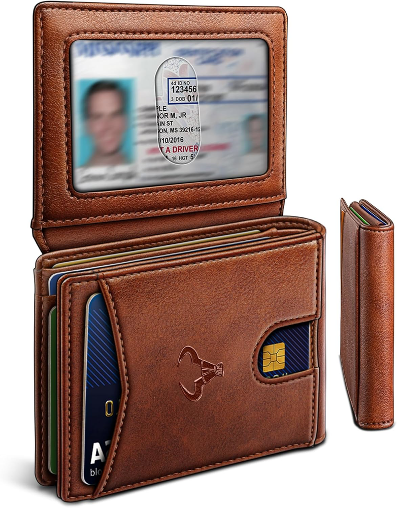 Slim RFID Blocking Leather Wallet for Men – 11 Card Slots Front Pocket Design  