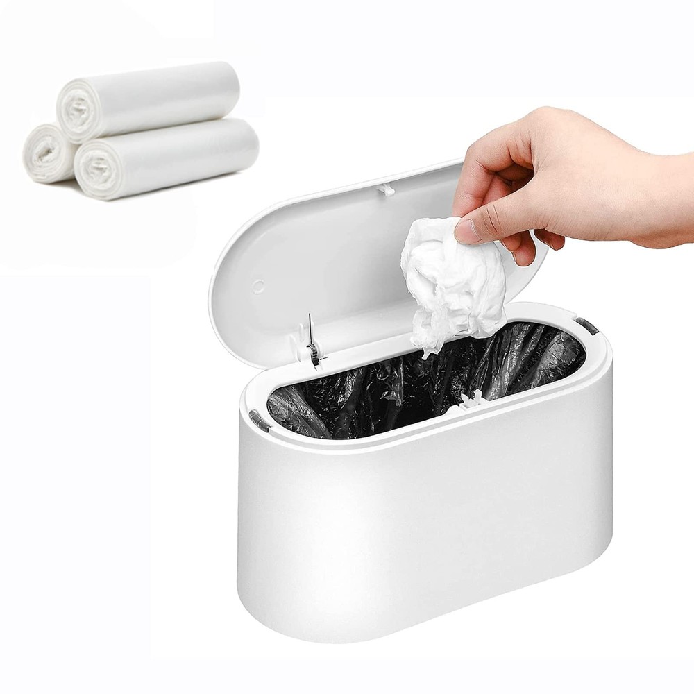 Mini Trash Can with Lid,Small Trash Can,Desk Trash Can,Countertop Mini Garbag...