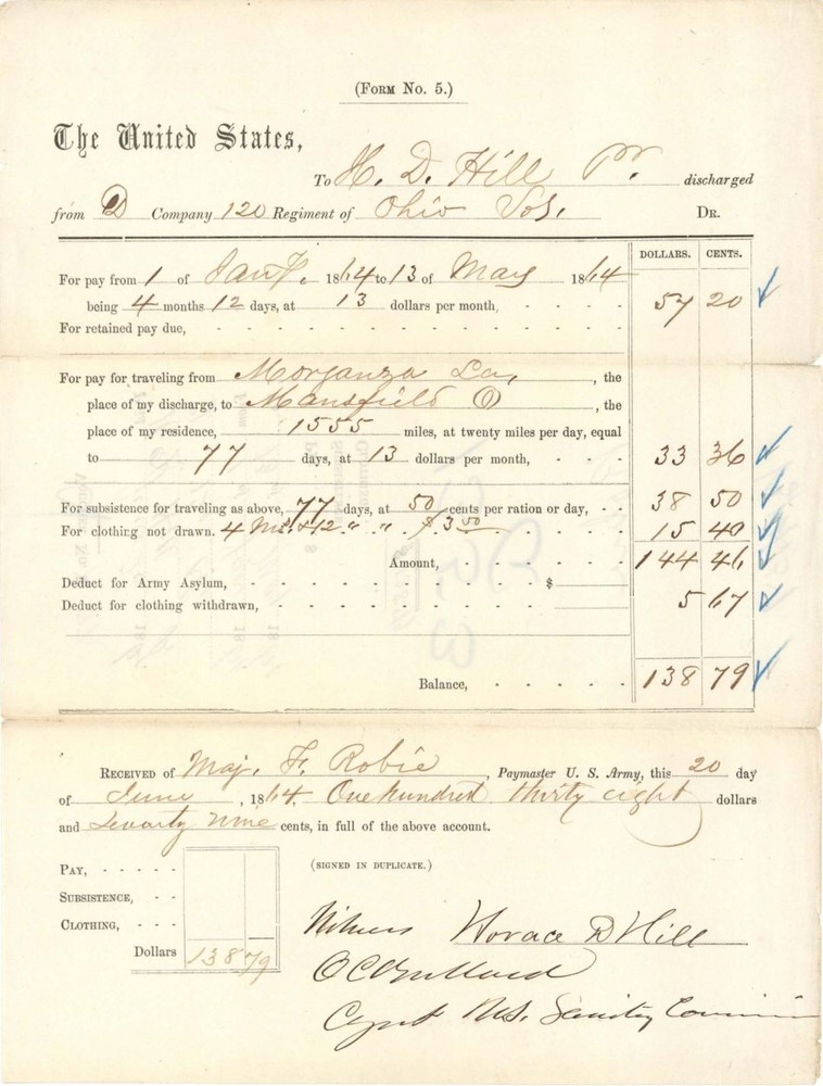 1864 Civil War Discharge Document - Authentic Union Soldier Paper