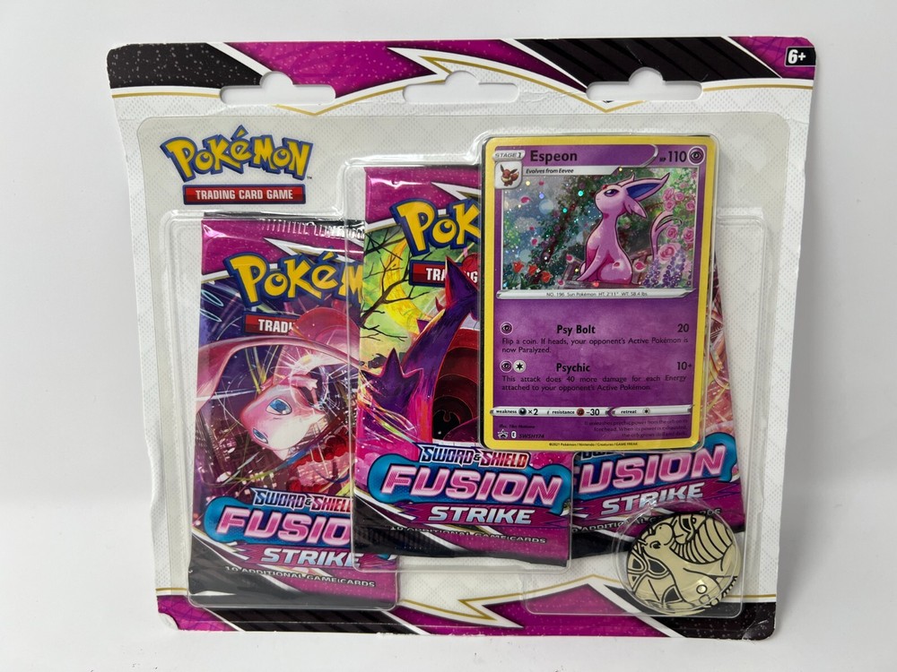 2021 Pokémon Sword & Shield Fusion Strike 3 Pack Blister w/ Foil-Coin Sealed