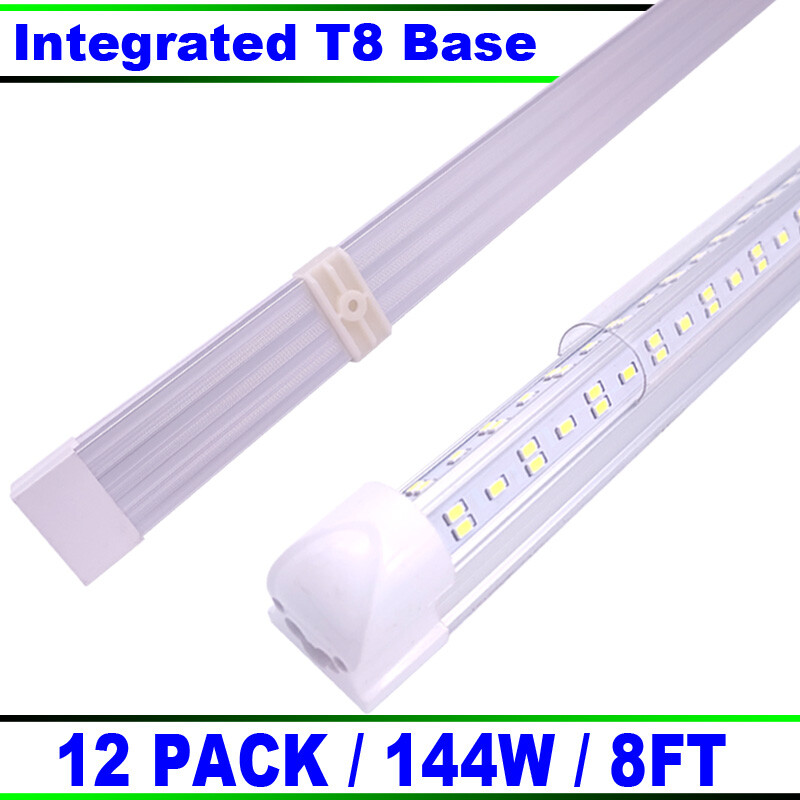 8Ft LED Shop Light Linkable Ceiling Tube Fixture 144W Cold White 18000LM 12 Pc