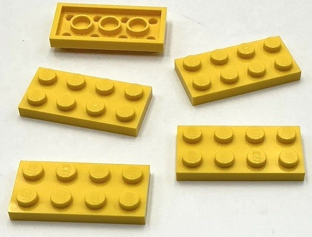 Lego 5 New Yellow Plates 2 x 4 Stud Parts