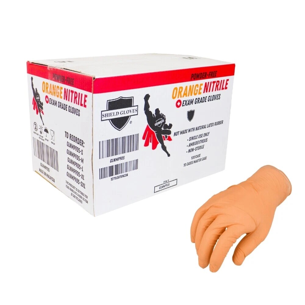 36000 Pcs Orange Nitrile Disposable Textured Gloves 5 Mil Powder Free