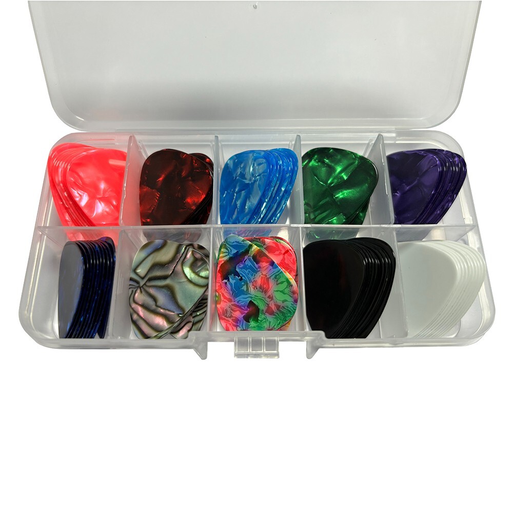 100 Pcs Medium 0.71mm Blank Guitar Picks Plectrums Assorted Colors With Box