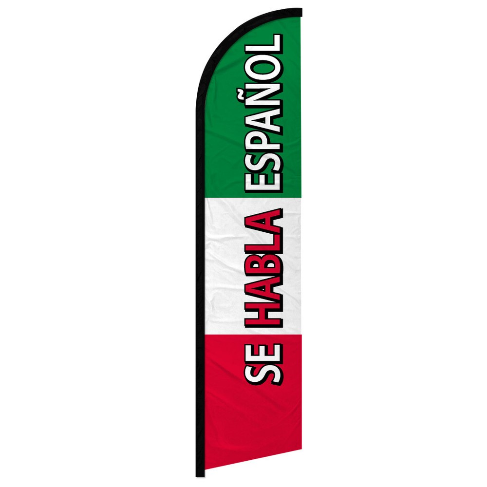 Se Habla Español Full Curve Windless Swooper Flag in Spanish #2 Design