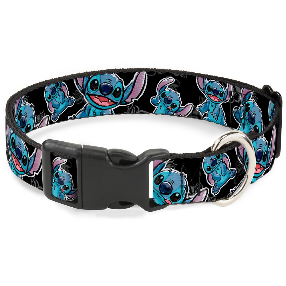 Plastic Clip Collar Stitch Poses/Hibiscus Sketch Black/Gray/Blue Large 15-24