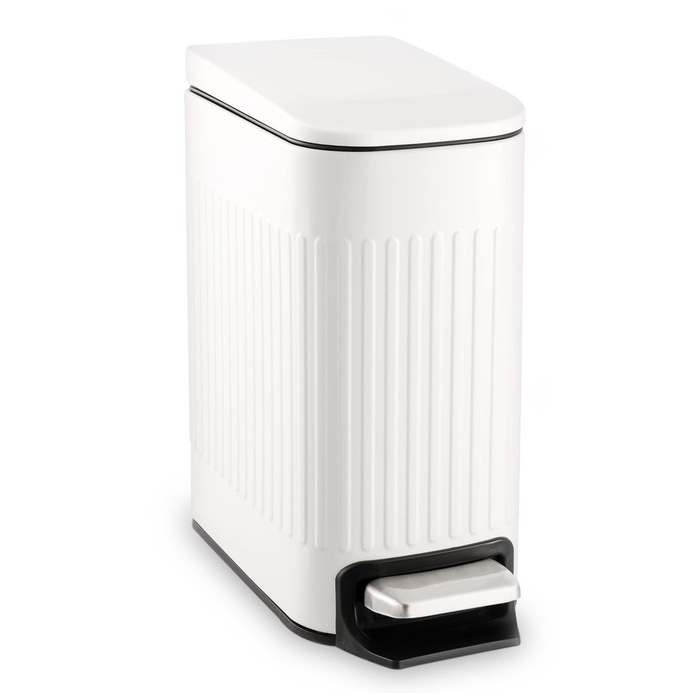 Slim Bathroom Trash Can with Lid Soft Close, 6 Liter/1.6 Gallon Stainless Ste...