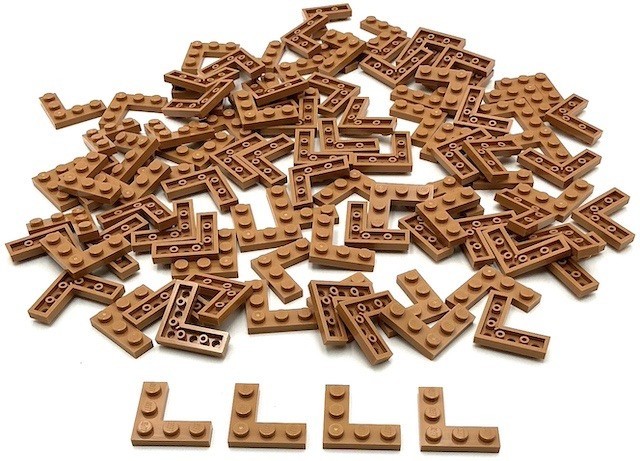 Lego 100 New Medium Nougat Plates 3 x 3 Corner Parts