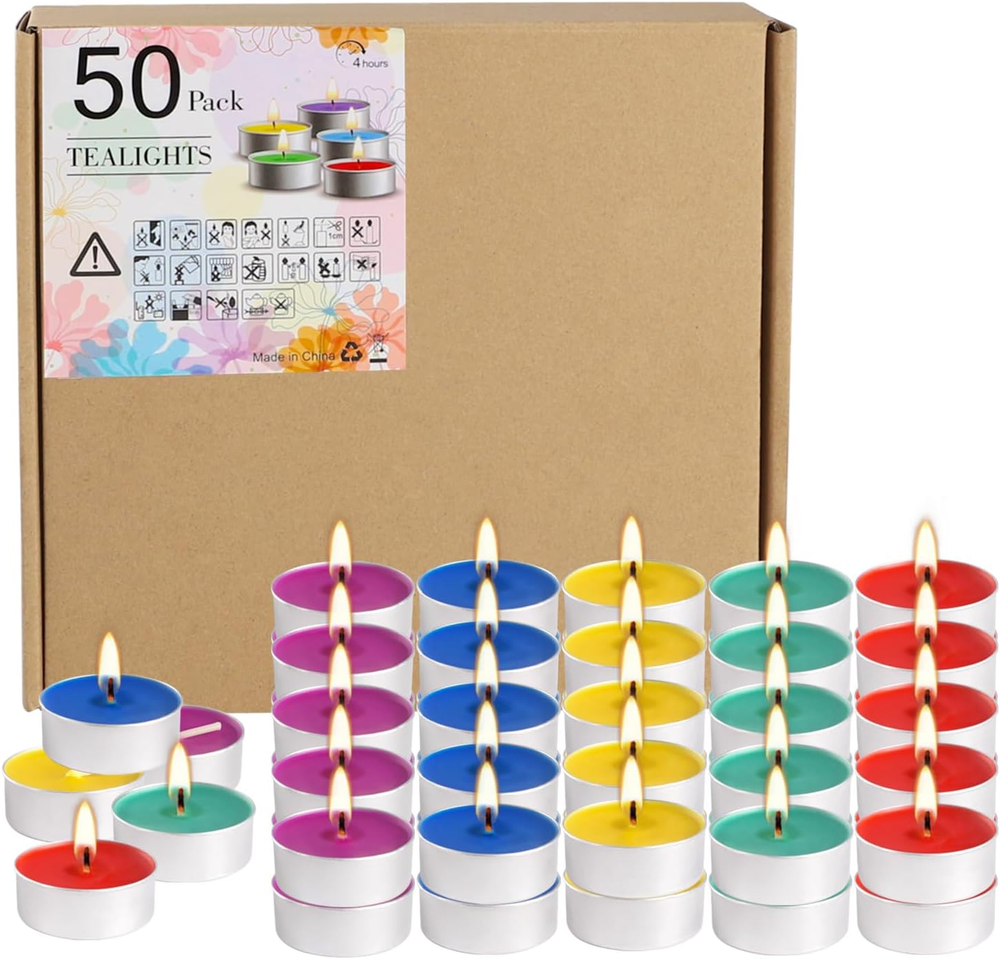 Tea Lights Candles in Bulk 4 Hour Long Time Burning Red Votive Tealight Candl..