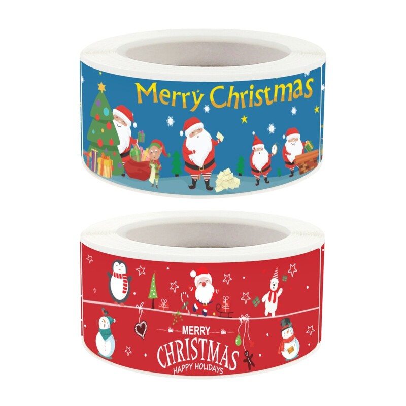 120 Pcs Rectangle Stickers Merry Christmas Gifts Package Decorative Stickers