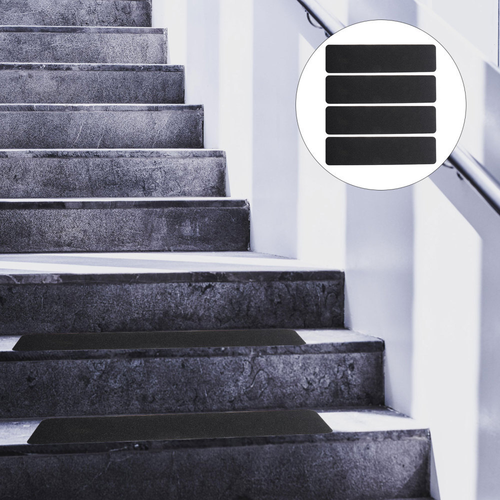 4 Pcs Stair Rugs Black Duct Tape Anti-slip Strip Risk Reduction Safety