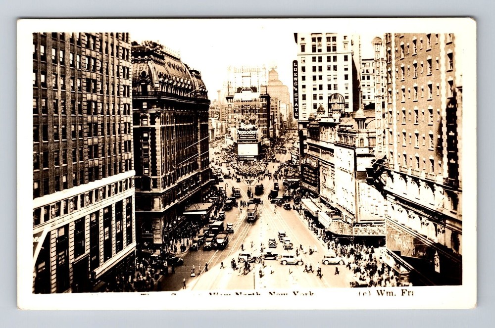 New York City NY, RPPC, Times Square View North, Souvenir Vintage Postcard