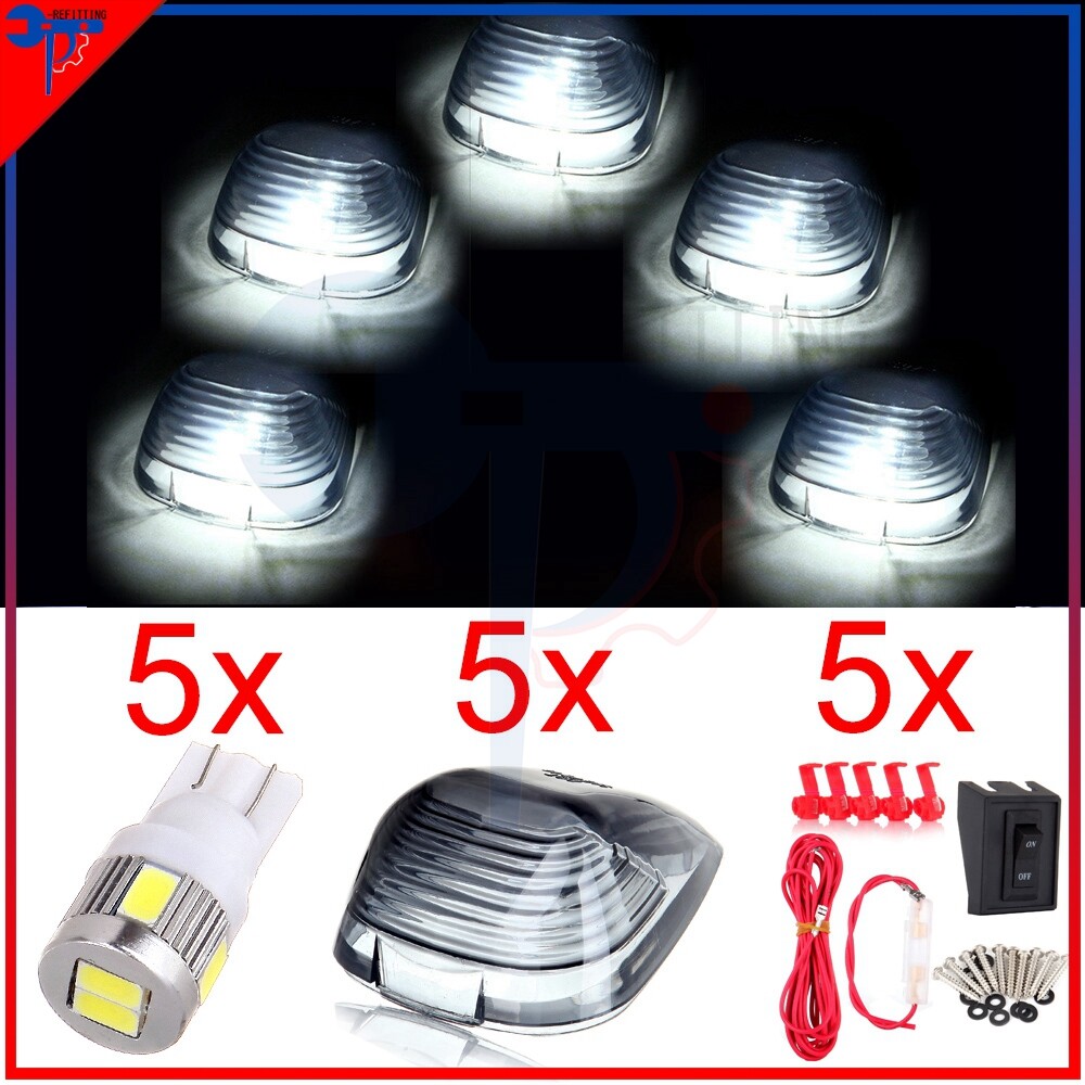 Smoke LED Cab Marker Light Cover Kit with Wiring for 99-16 Ford