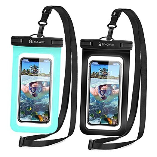 SYNCWIRE Universal IPX8 Waterproof Phone Pouch 2-Pack in Black and Green