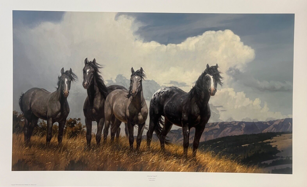 Nancy Glazier Amazing Grays IV Giclee Print Signed Wild Painted Horses Limited