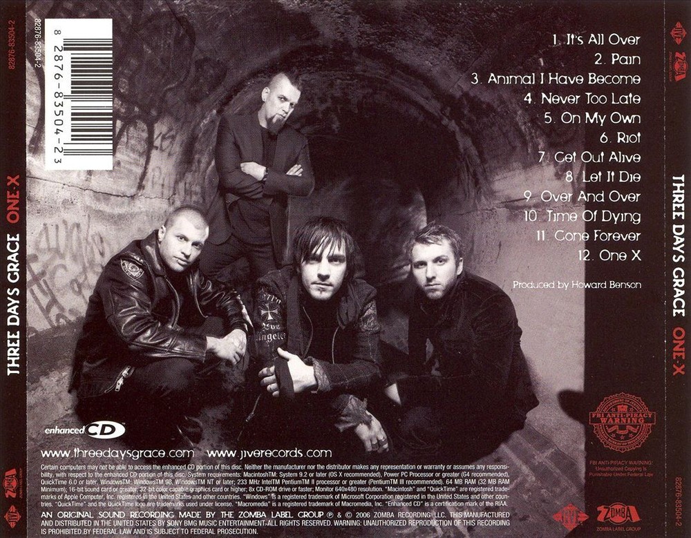 Three Days Grace One-X CD Alternative Rock Album