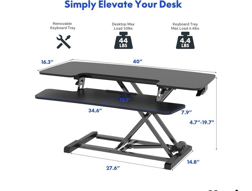 FLEXISPOT Standing Desk Converter 40in Sit to Stand up Desk