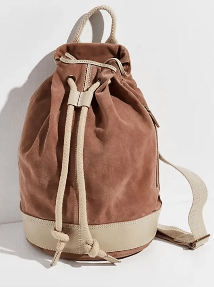 New Free  People Varsity Suede Sling Backpack 16”x16” 9”