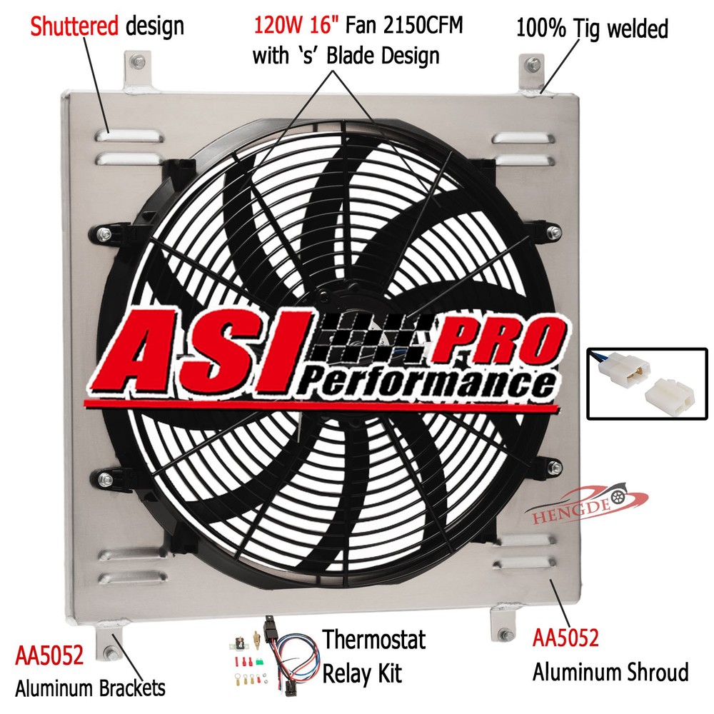 Aluminum Shroud + 16'' Fan Relay For 1966-1977 1976 Ford Bronco 4.7L 5.0L CC522