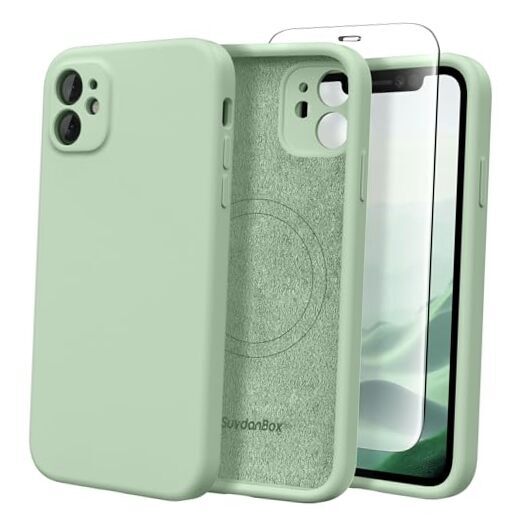 Magnetic for iPhone 11 Phone Case Silicone, Compatible with MagSafe, Light Cyan