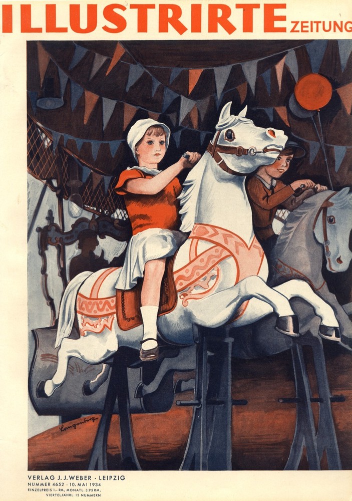 Carousel XL 1934 art print by Hanns Langenberg Merry-go-round roundabout