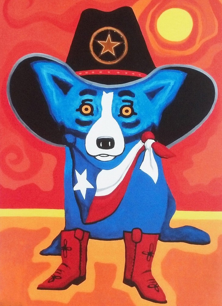 Blue Dog Home Wall Art Decor Animals Poster Painting Print on Canvas