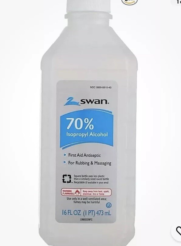 * Swan Isopropyl Rubbing Alcohol 70% Isopropyl 16 Oz