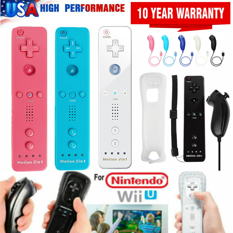 Pack Remote Controller / Nunchuck For Nintendo Wii/U Console with Motion-Plus