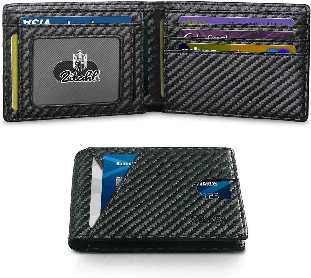 Slim RFID Blocking Leather Bifold Wallet for Men with 11 Slots in Gift Box