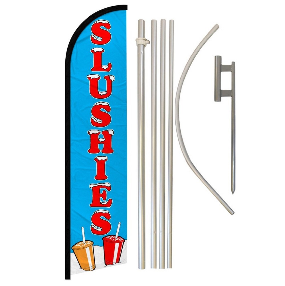 Slushies Full Curve Windless Swooper Flag Pole Kit for Concession Drinks