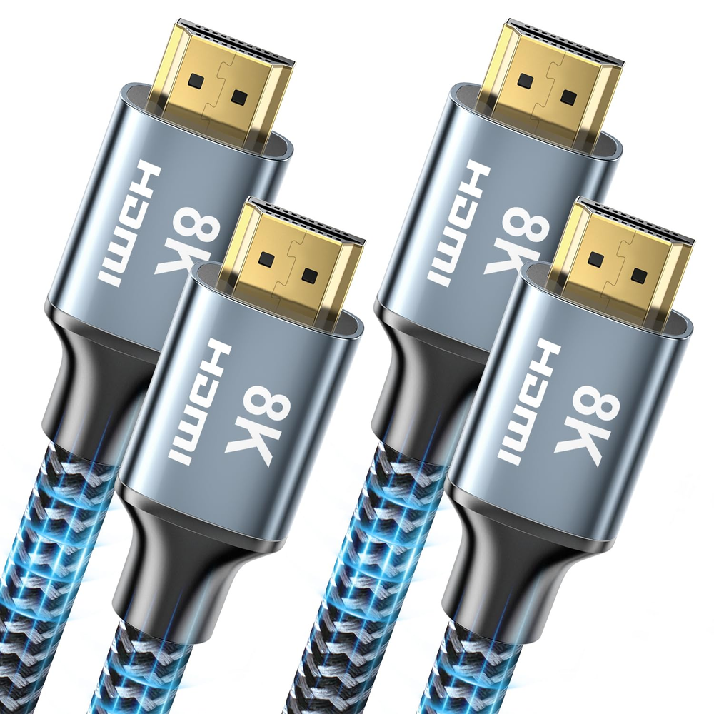8K HDMI Cable 10 Ft 2Pack, 48Gbps High Speed HDMI 2.1 Cable, Braided HDMI Cable