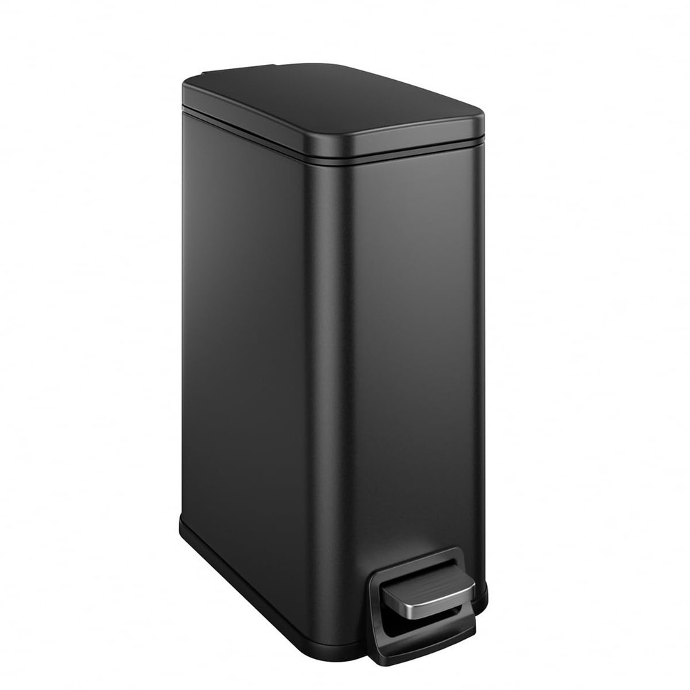 Slim Bathroom Trash Can with Soft Close Lid, 1.6 Gallon Stainless Steel Garba...