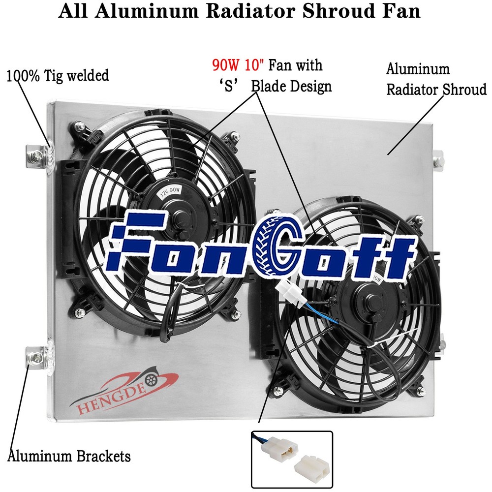 Aluminum Shroud + 90W 10'' Fan Fit 1967-70 Ford Mustang Mercury Cougar V8 CC2379