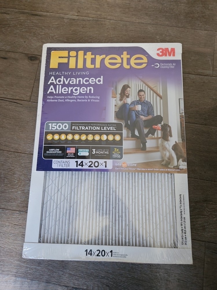 Filtrete Healthy Living Advanced Allergen HVAC Furnace Air 1500 Filter 14x20x1-image