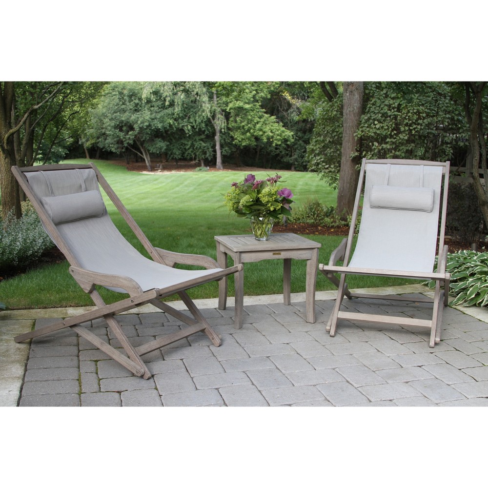 Contessa Grey Wash Eucalyptus Sling Lounger Grey Single