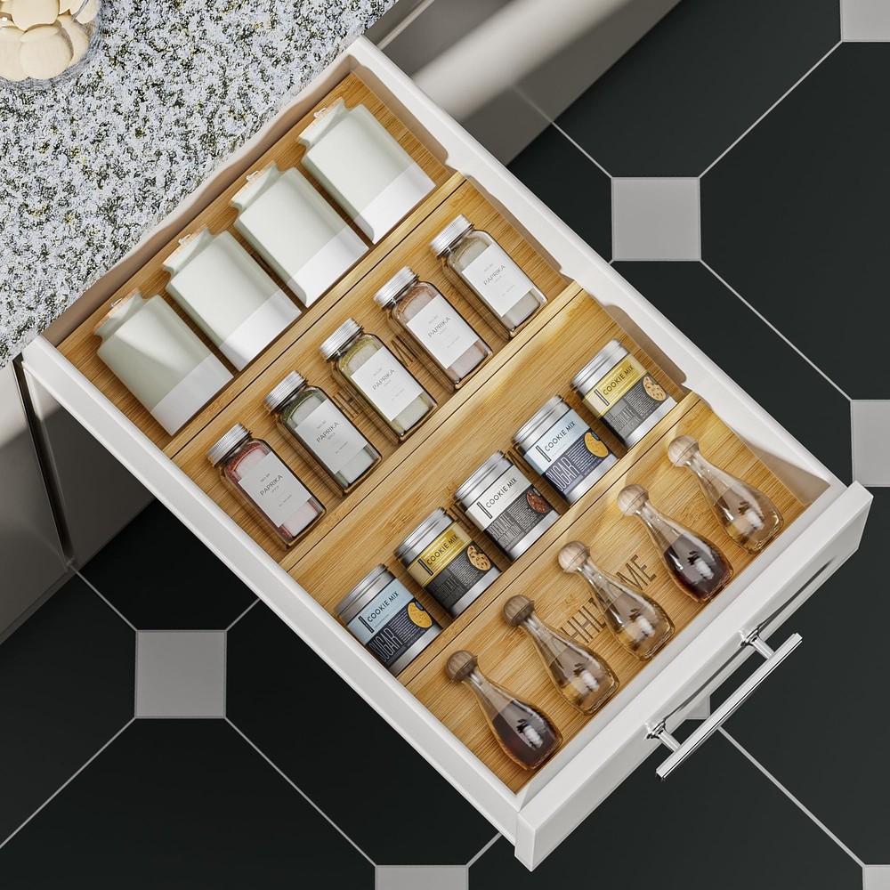 Bamboo Spice Drawer Organizer - 4 Pack 13