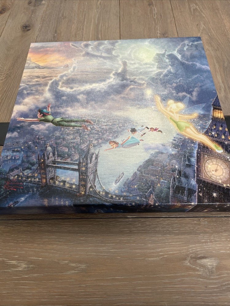 Thomas Kinkade Disney Tinker Bell Peter Pan Never Land 14x14 Canvas Art