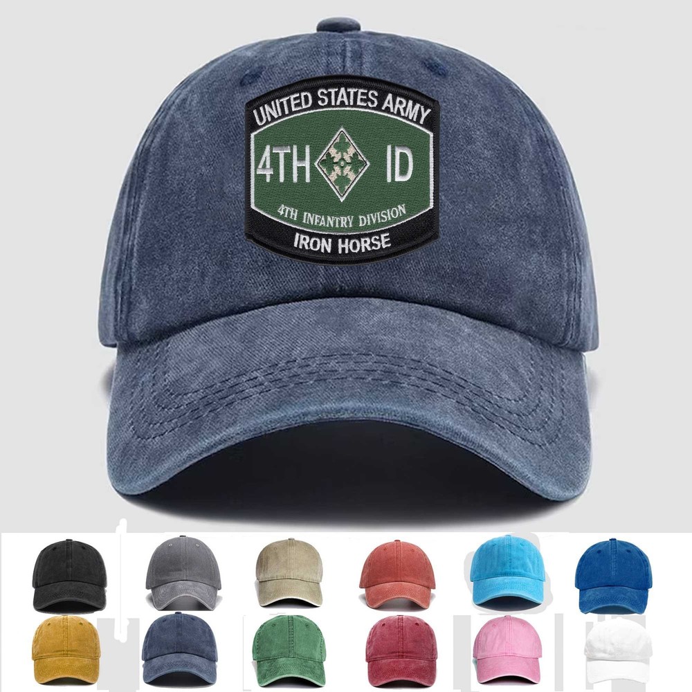 Custom Embroidered Hat 4th Infantry Division - Iron Horse, Veteran Cap,Gift Idea
